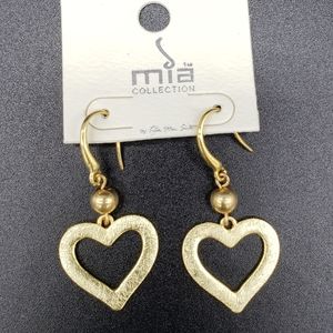 Mia Gold Tone Heart Dangle Earrings